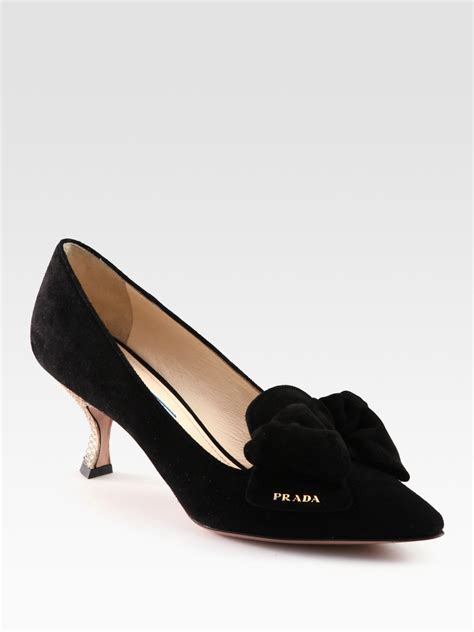 prada suede pumps bow|prada leather pumps sale.